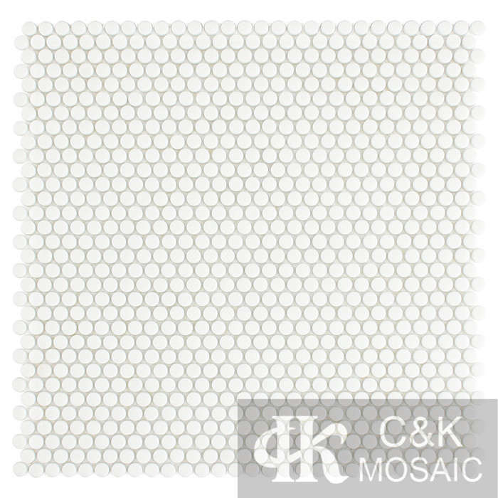 Classic White Mini Round Enamel Glass Mosaic Tiles for Wall SRM100