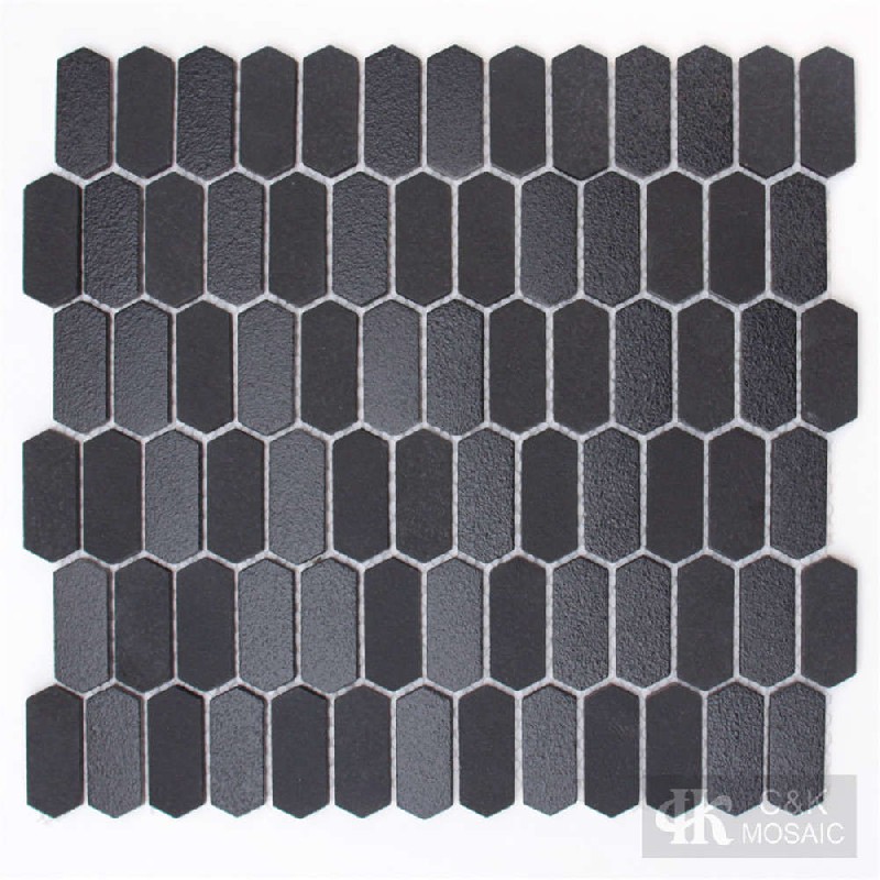 Hot Selling Black Hexagon Glass Recycled Glass Mosaic For Bathroom MNZM8002