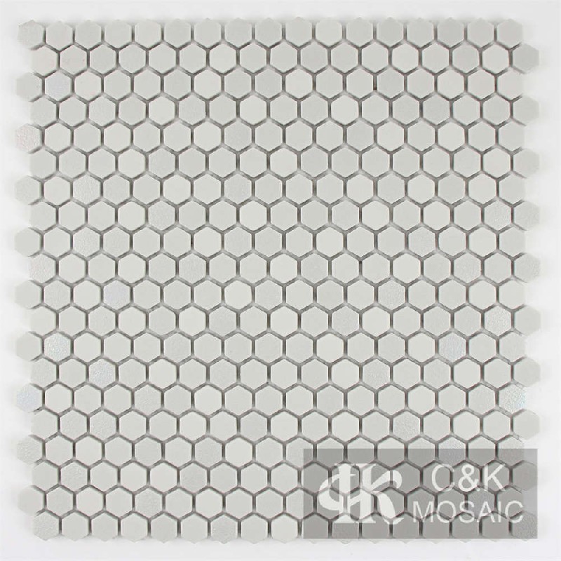 Fashion Grey Hexagon Glass Recycled Glass Mosaic For Bathroom MNHW2019