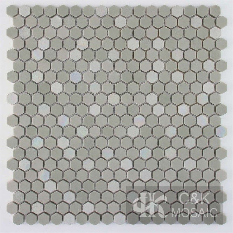 Fashion Green Hexagon Glass Recycled Glass Mosaic For Bathroom MNHW6005