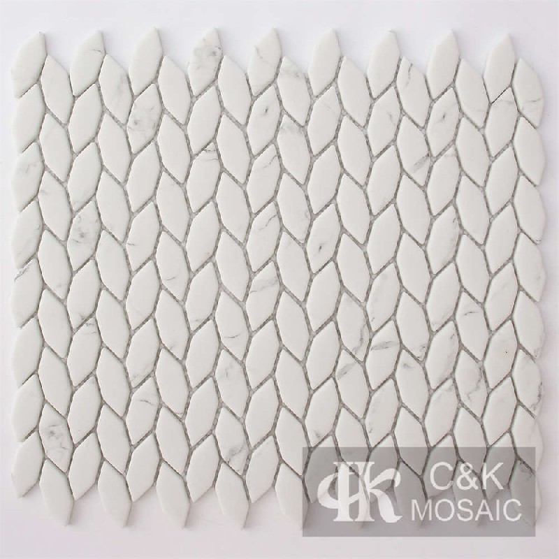 New White Hexgon Glass Inkjet Printing Mosaic For Bathroom 1848SZQ105Z