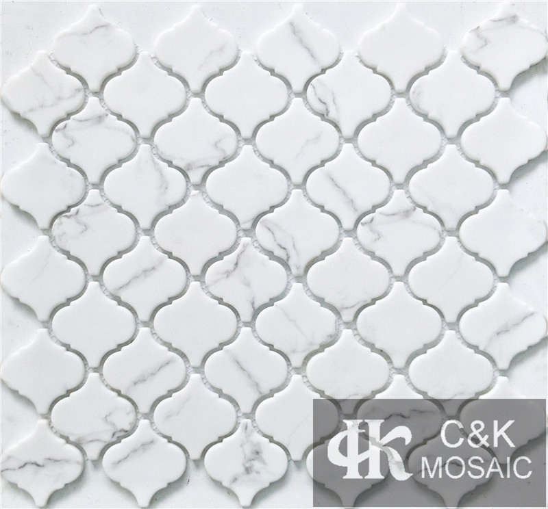 Fashion White Lantern Glass Inkjet Printing Mosaic For Bathroom SEQ105