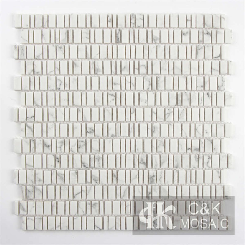 Fashion White Retangle Glass Inkjet Printing Mosaic For Kitchen MSBQ1050B