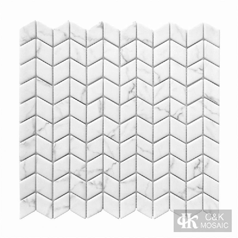 Modern White Diamond Glass Inkjet Printing Mosaic For Kitchen 24SLQ105Z