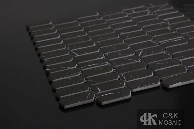 Modern Black Hexagon Glass Inkjet Printing Mosaic For Bathroom 2048SZQ803