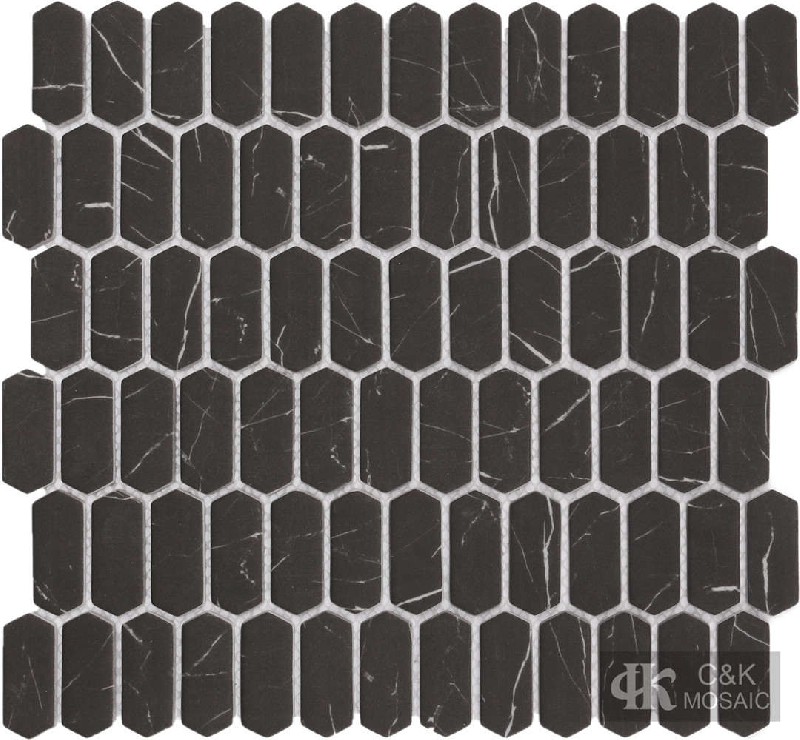 Modern Black Hexagon Glass Inkjet Printing Mosaic For Bathroom 2048SZQ803