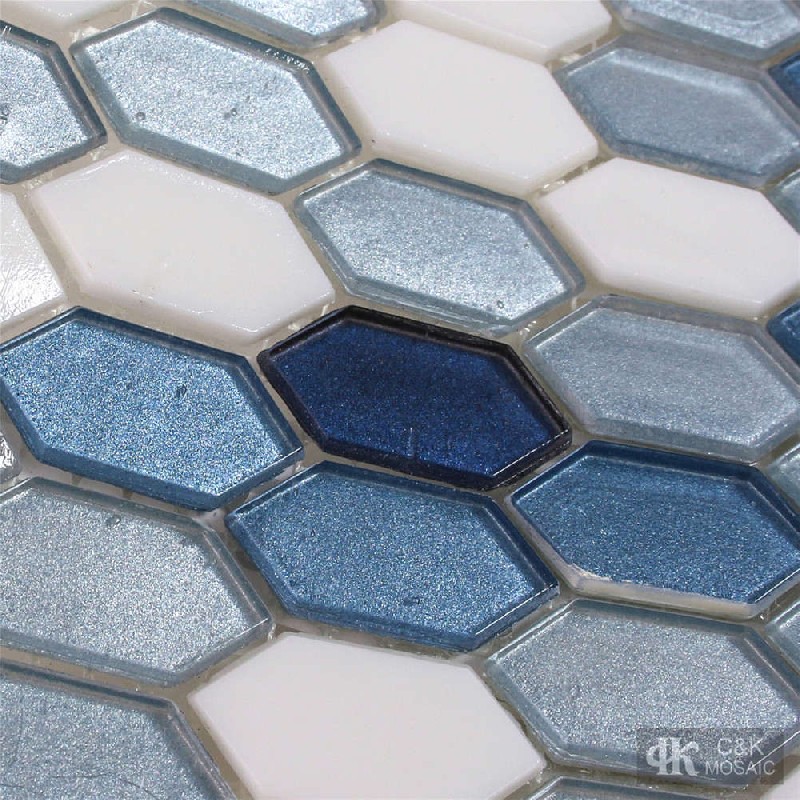 Unique Blue and White Glass Mosaic Tiles for Wall and Floor Pattern MP032