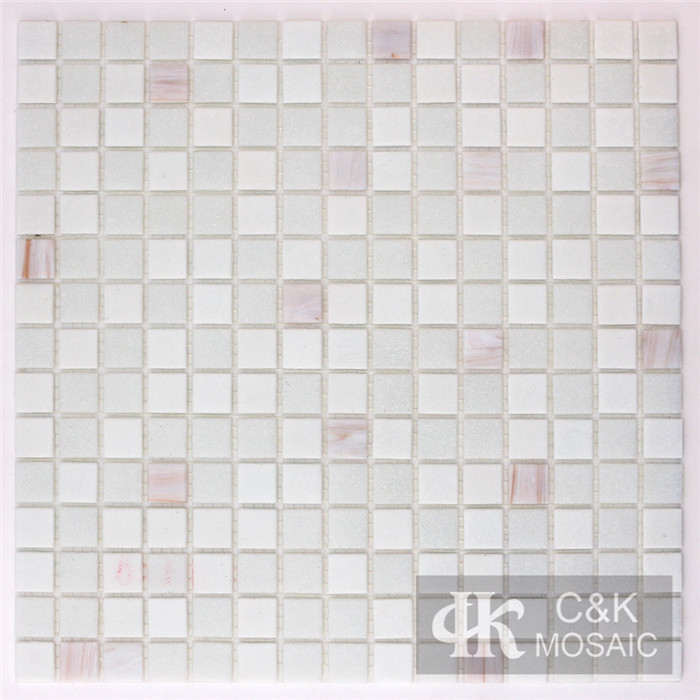 Modern  White Square Hot Melting Glass Mosaic Tile for Wall and Floor MASM1007