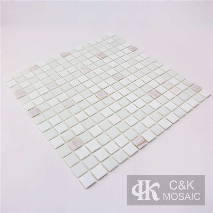 Modern  White Square Hot Melting Glass Mosaic Tile for Wall and Floor MASM1007