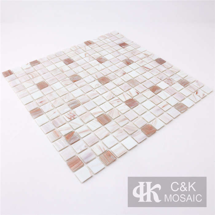 Modern White Mixed Square Hot Melting Golden line Glass Mosaic Tile for Wall and Floor MGSM1002