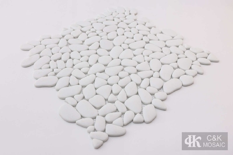 Unique White Oval Glass Recycled glass mosaic for backsplash MSDM1002