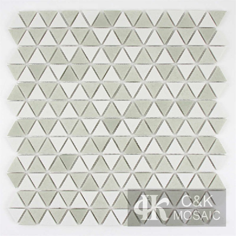 Fashion Green Triangle Glass Recycled Glass Mosaic For Bathroom MNJM6001