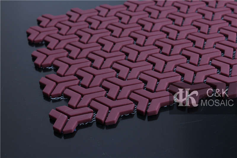 Unique Red Chevron Glass Recycled glass mosaic for backsplash SAM66F
