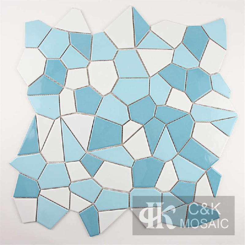 Fashion Blue Mixed Irregular Ceramic Mosaic Tile for Wall and Floor MTDG7001
