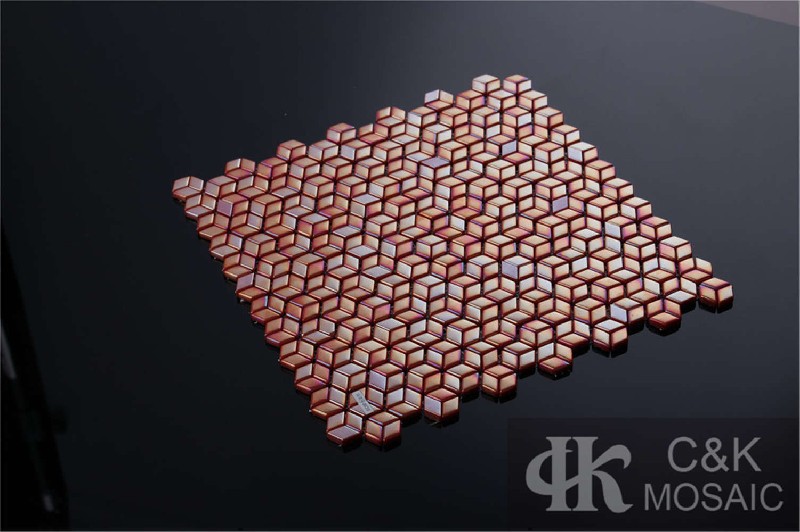 Hot selling Orange Diamond Glass Recycled glass mosaic for backsplash SLL17