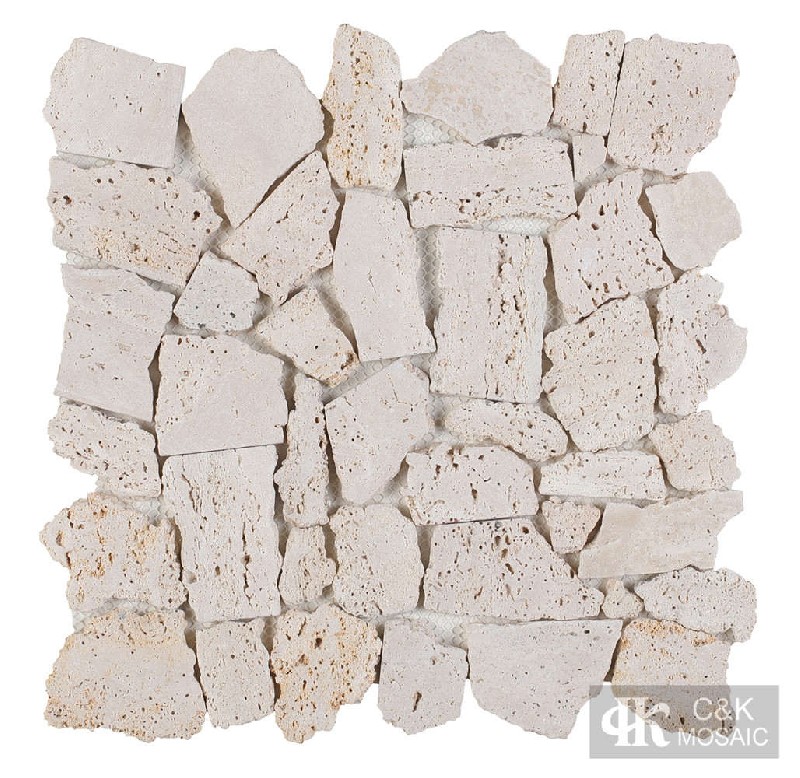 Modern Beige Travertine Irregular Marble Mosaic for Wall and Floor ALST005