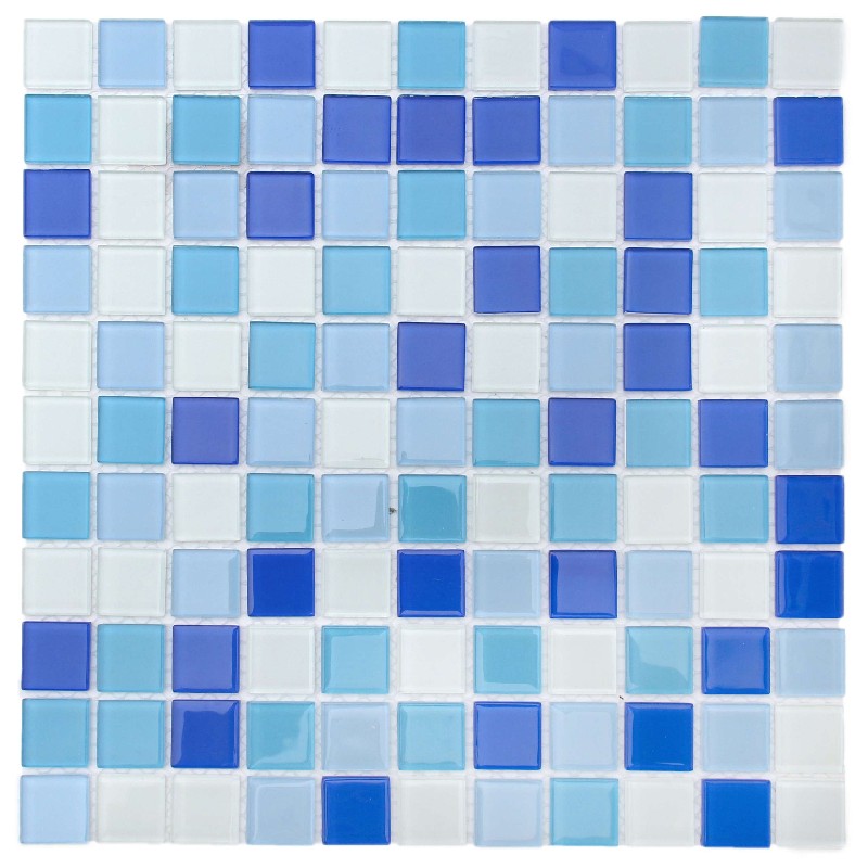 Crystal Blue Square Glass Mosaic Tiles for Swimming Pool 25ALSW03