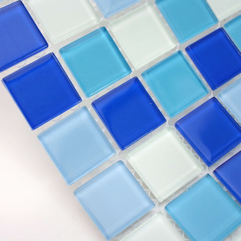 Crystal Blue Square Glass Mosaic Tiles for Swimming Pool 25ALSW03