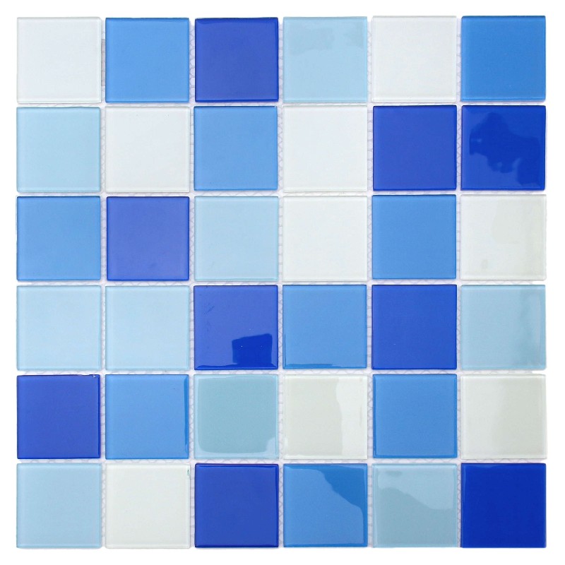 Crystal Blue Mixed Square Glass Mosaic Tiles for Swimming Pool 48ALSW05