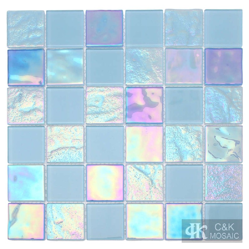 Crystal Blue Mixed Square Glass Mosaic Tiles for Swimming Pool 48ALSW06