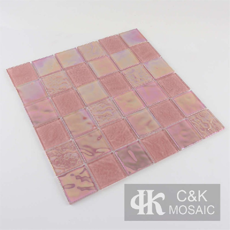 Crystal Pink Mixed Square Glass Mosaic Tiles for Swimming Pool 48ALSW08