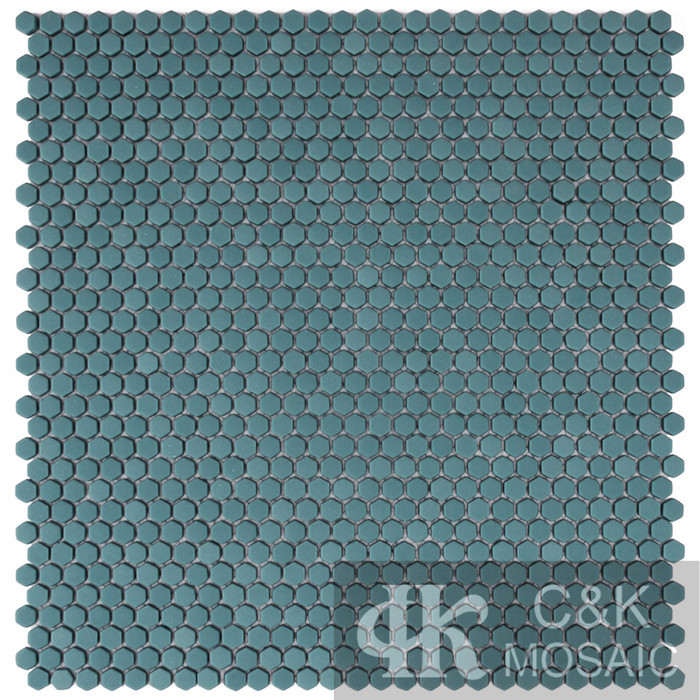 Hot selling Blue Hexagon Glass Recycled glass mosaic for backsplash 10SHM107