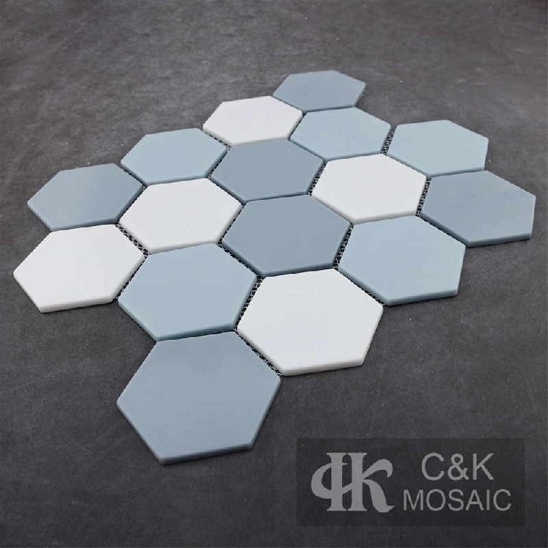 Fashion Blue Hexagon Glass Recycled glass mosaic for backsplash 73SHW107
