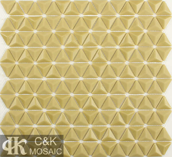 Fashion Yellow Triangle Glass Recycled glass mosaic for backsplash MSJN6001