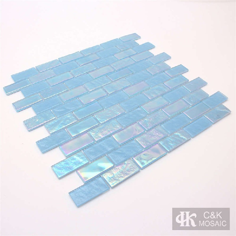 Crystal Blue Mixed Subway Style Glass Mosaic Tiles for Swimming Pool 2348ALSW01