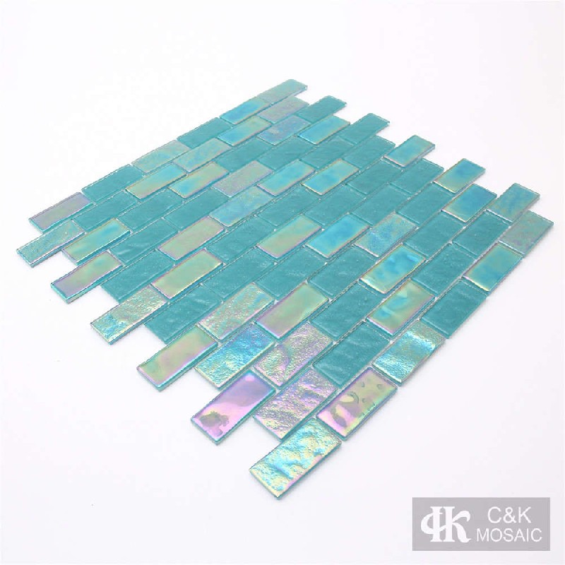 Crystal Green Mixed Subway Style Glass Mosaic Tiles for Swimming Pool 2348ALSW02