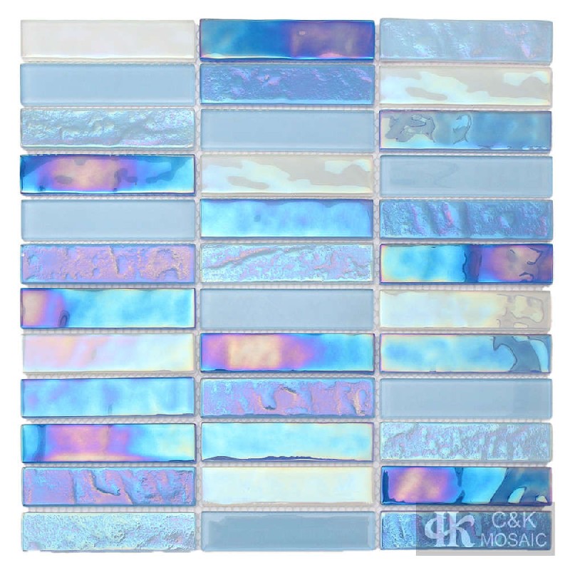 Crystal Blue Mixed Stacked Glass Mosaic Tiles for Spa 2398SLSW01