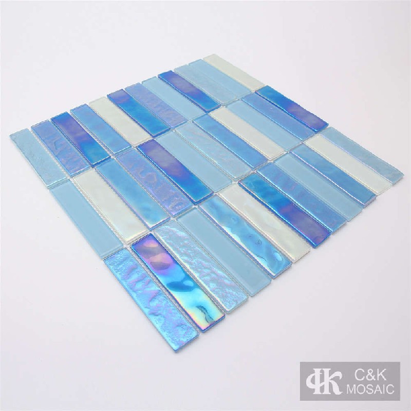 Crystal Blue Mixed Stacked Glass Mosaic Tiles for Spa 2398SLSW01