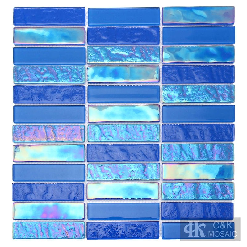 Crystal Blue Mixed Stacked Glass Mosaic Tiles for Pool 2398SLSW03