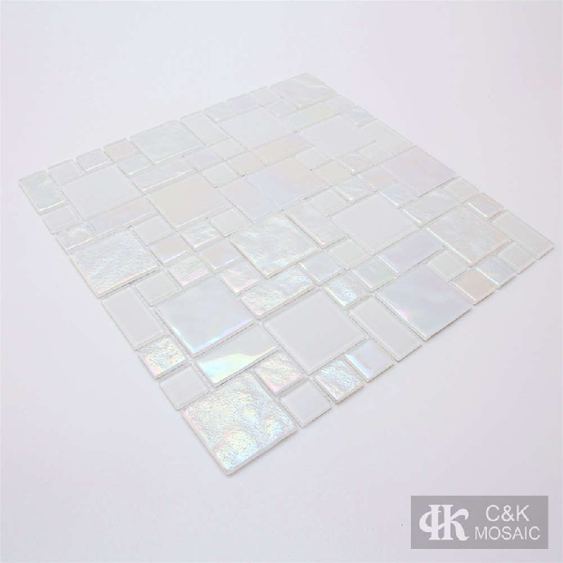 Crystal White Mixed Glass Mosaic Tiles for Wall MALSW01