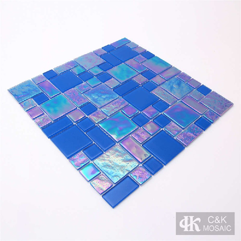 Crystal Blue Mixed Glass Mosaic Tiles for Wall MALSW02