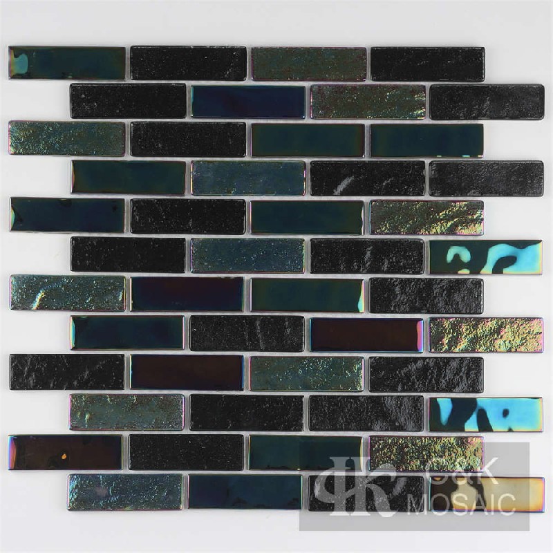 Crystal Black Mixed Glass Mosaic Tiles for Wall MCBW8011B