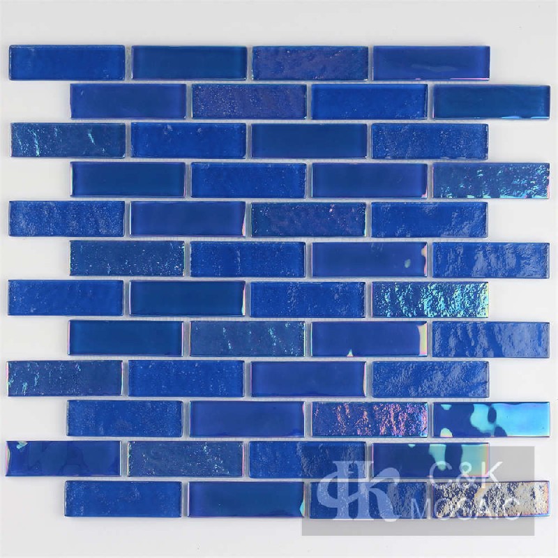 Crystal Blue Mixed Glass Mosaic Tiles for Wall MCBW7011B