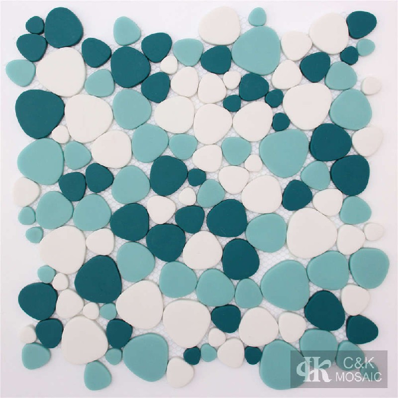 Hot selling Green Oval Glass Recycled glass mosaic for backsplash MSABM6002