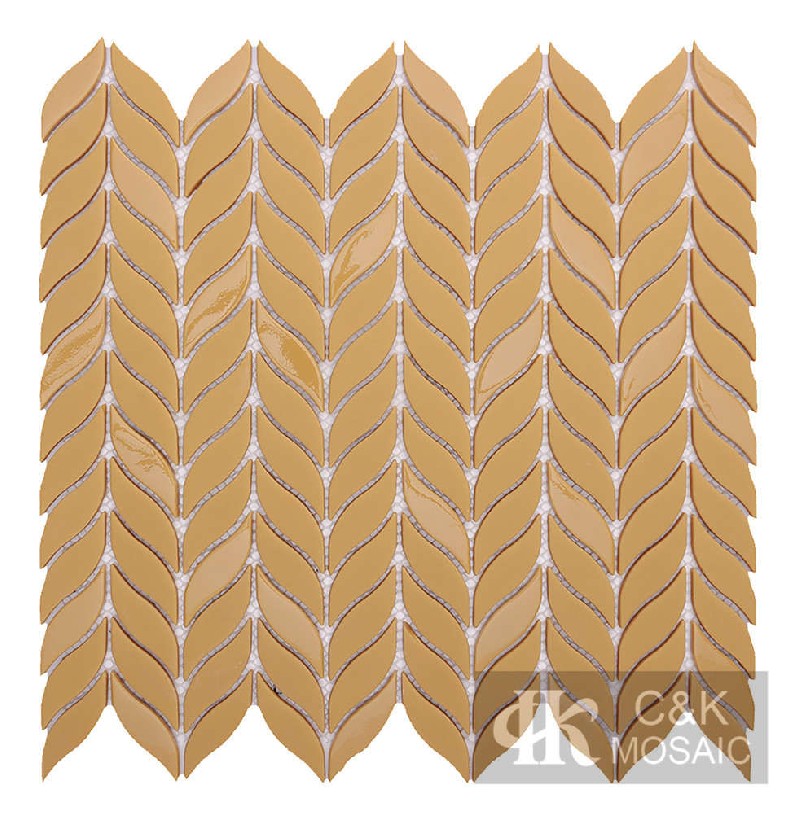 Fashion Yellow Leaf Glass Recycled glass mosaic for backsplash MSYM9001Z