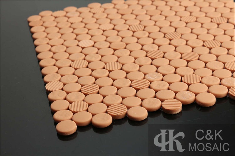 Fashion Orange Round Glass Recycled glass mosaic for backsplash MSRW3009