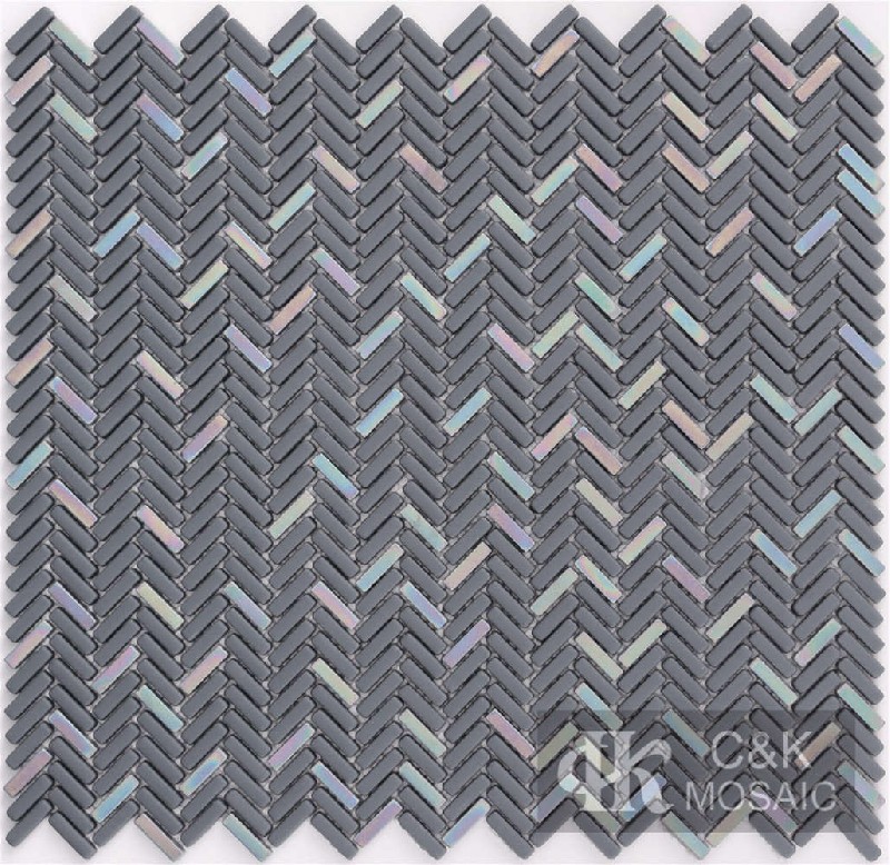 Hot selling Grey Rectangle Glass Recycled glass mosaic for backsplash MSBM2125Z