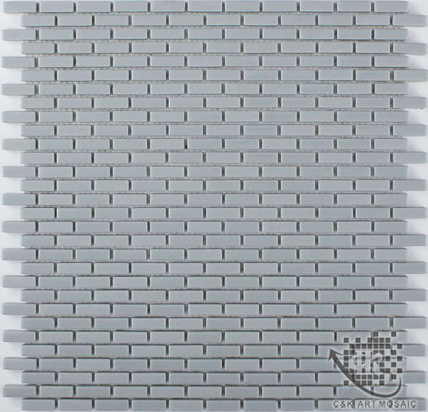 Hot selling Grey Rectangle Glass Recycled glass mosaic for backsplash MSBM2024B