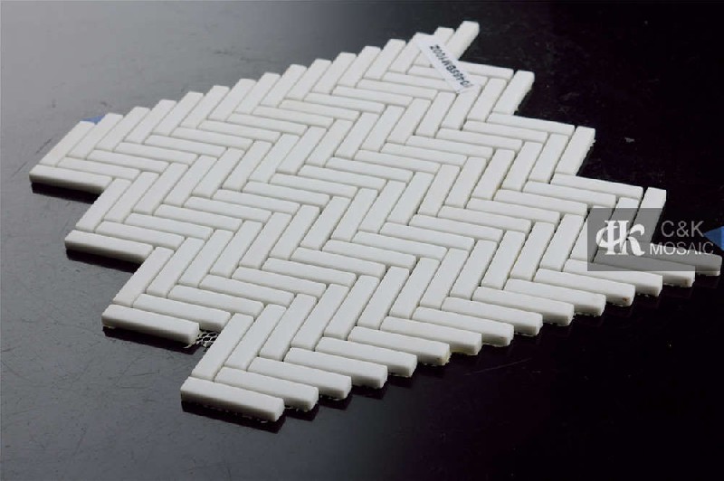 Hot selling White Rectangle Glass Recycled glass mosaic for backsplash 1048SBM100Z