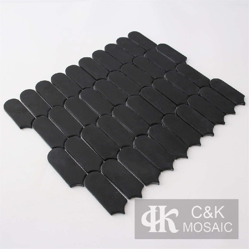 Fashion Black Fan Glass Recycled glass mosaic for backsplash SACM56