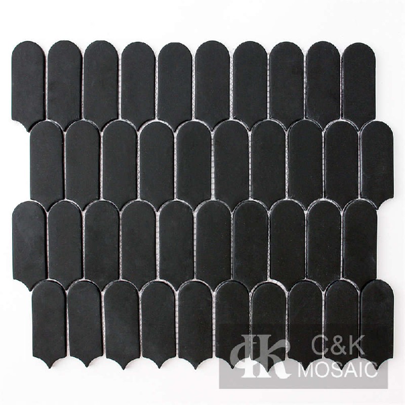 Fashion Black Fan Glass Recycled glass mosaic for backsplash SACM56