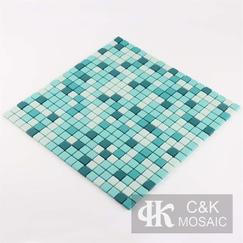 Hot selling Blue Square Glass Recycled glass mosaic for backsplash 15YT03