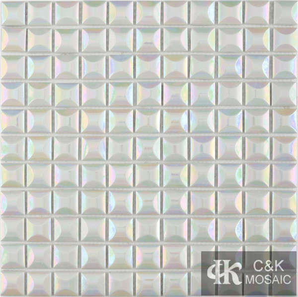 Hot selling White Square Glass Recycled glass mosaic for backsplash 25SCB100