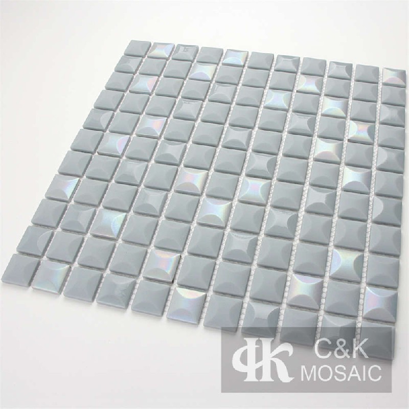 Hot selling Grey Square Glass Recycled glass mosaic for backsplash MSSW7024