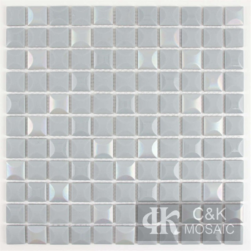 Hot selling Grey Square Glass Recycled glass mosaic for backsplash MSSW7024
