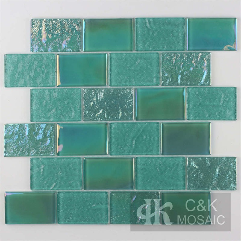 Crystal Green Mixed Glass Mosaic Tiles for Wall MCBW6005B